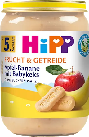 Frucht & Getreide Apfel-Banane mit Babykeks ab dem 5.Monat, 190 g