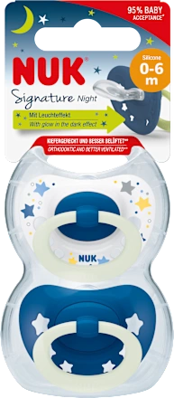 Schnuller Signature Night, Silikon, blau, 0-6 Monate, 2 St