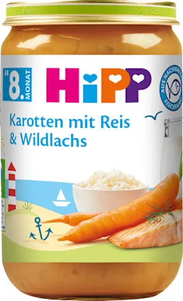 Menü Karotten mit Reis & Wildlachs ab dem 8. Monat, 220 g