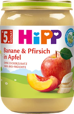 Früchte Banane und Pfirsich in Apfel ab 5. Monat, 190 g