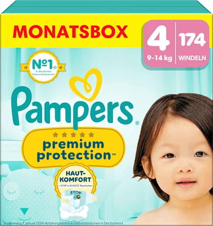 Windeln Premium Protection Gr.4 Maxi (9-14 kg), Monatsbox, 174 St