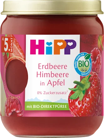 Früchte Erdbeere Himbeere in Apfel ab 5.Monat, 160 g