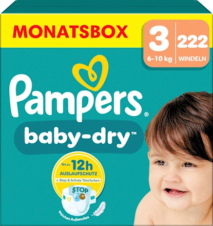 Windeln Baby Dry Gr.3 Midi (6-10 kg), Monatsbox, 222 St