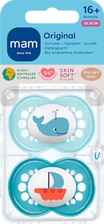 Schnuller Original Silikon, blau/türkis, ab 16 Monate, 2 St