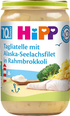 Menü Tagliatelle mit Alaska-Seelachsfilet in Rahmbrokkoli ab dem 10. Monat, 220 g