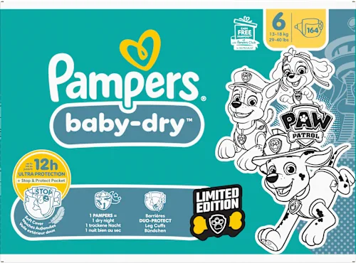 Windeln Baby Dry Gr.6 (13-18 kg) Limited Edition Paw Patrol, Monatsbox, 164 St Windeln Baby Dry Gr.6 (13-18 kg) Limited Edition Paw Patrol, Monatsbox, 164 St